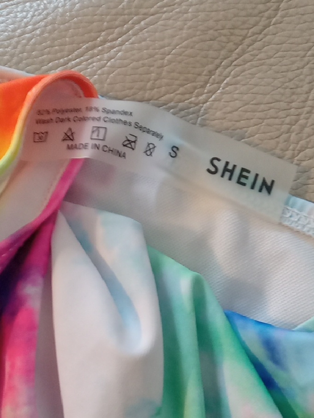 SHEIN Rainbow Tie-Dye Bikini - Pink, Orange, Green, Blue, Purple, White - Picture 5 of 5